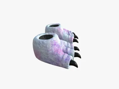 Slippers G07 White Purple Dino Paw - Costume Character Design Low-poly 3D model