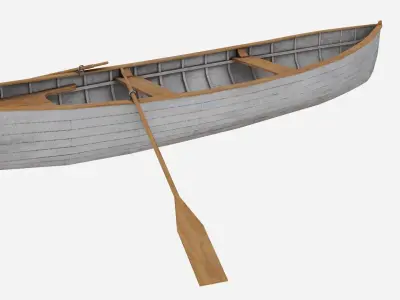 Rowboat wooden canoe Low-poly 3D model