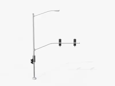 Traffic Light Pole Assembly - Multi-Signal with Street Light 3D model