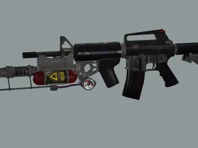 ARMA M4 Flamer Skeleton Mesh Low Poly 3D Model Low-poly 3D model