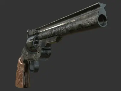 Revolver Gun Low-poly 3D model