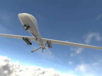 Low Poly PBR Game Ready MQ-1C Drone Low-poly 3D model