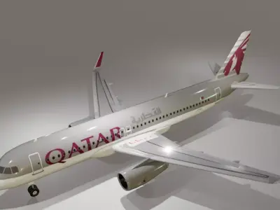 Qatar Airways Airbus a320-232 low poly 3D Model  Low-poly 3D model