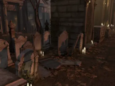 Gothic town Cemetery pack 3D model