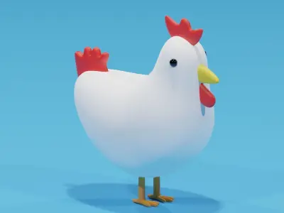 Cartoon Lovely Chicken Low-poly 3D model