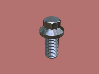 Steel Stained M6 12 Point Bolt 4K PBR 3D model