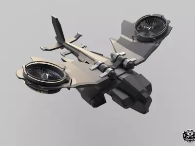 Sci-Fi Hover Plane Low-poly 3D model