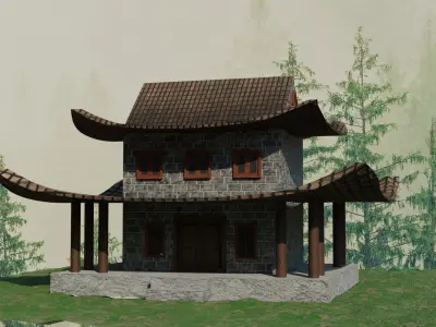 Chinese Ancient house Free low-poly 3D model