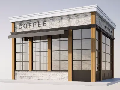 coffee shop Low-poly 3D model