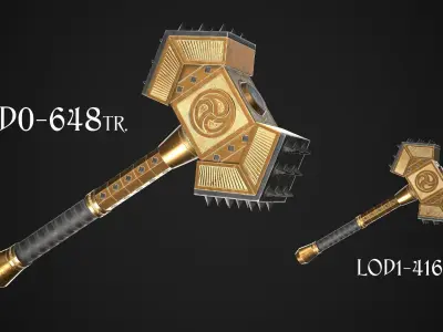 Fantasy Hammer 02 Low-poly 3D model