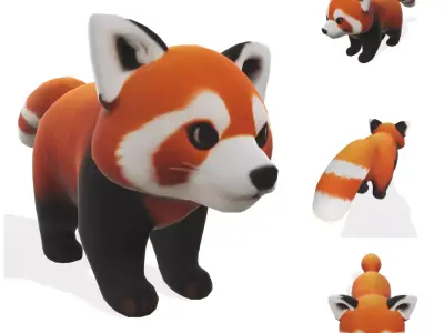 Playful Red Panda 3D model