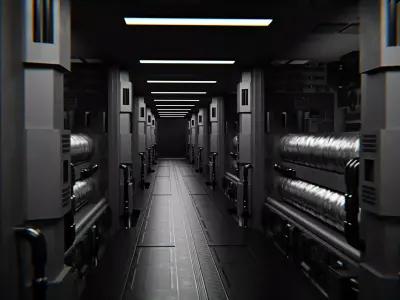 Sci-Fi Dark Corridor Looping Animation 3D model