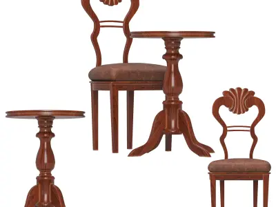 antique chair table Free 3D model