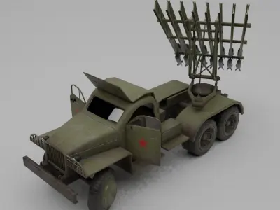 BM 13N Katyusha Multiple Rocket  Artillery Low-poly 3D model