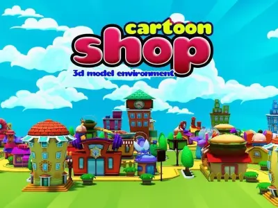 Cartoon Shop Low-poly 3D model