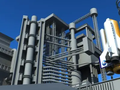 Center of Rocket launch Free low-poly 3D model