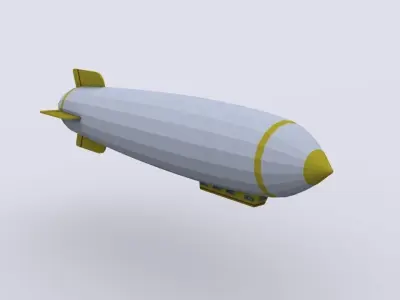 zeppelin airship flying in sky Low-poly 3D model