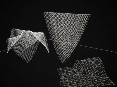 Hanging Fishing Nets Low-poly 3D model