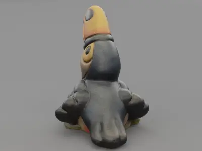 Ceramic Toucan parrot Low-poly 3D model