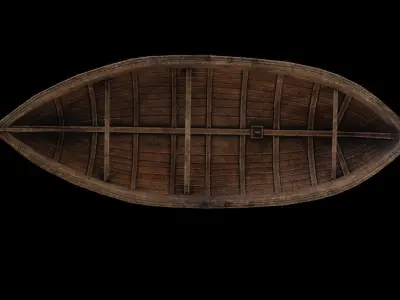 Wooden Boat Low-poly 3D model