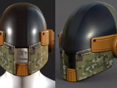 Helmet scifi military combat 3d model low poly Low-poly 3D model