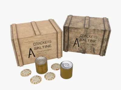 US Crackers Wooden Crate Low-poly 3D model