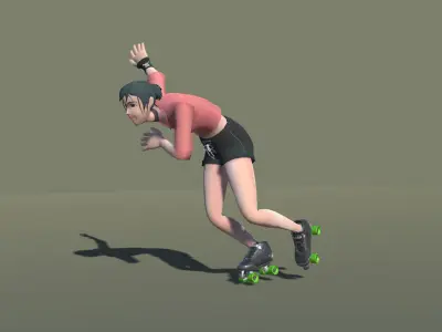 Quad Roller skaters Animations SA Low-poly 3D model