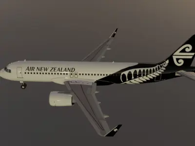 Air New Zealand airbus a320neo low poly 3d model with cockpit Low-poly 3D model
