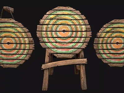 Medieval Wooden Target Barracks Furniture Environment Low-poly 3D model