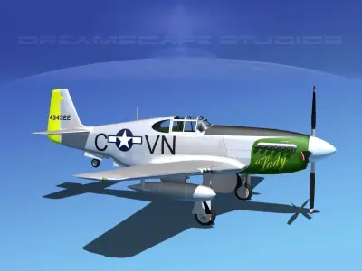 North American P-51B Mustang V04 3D model