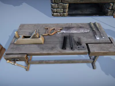 Medieval survivalist forge Low-poly 3D model