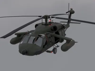 Black Hawk Helicopter with Full Interior Low-poly 3D model