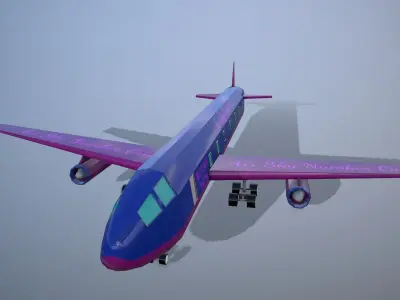 airplane flying in sky Low-poly 3D model