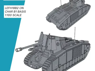 leFH18B2 Selbstfahrlafette auf Char B1 Basis 3D print model
