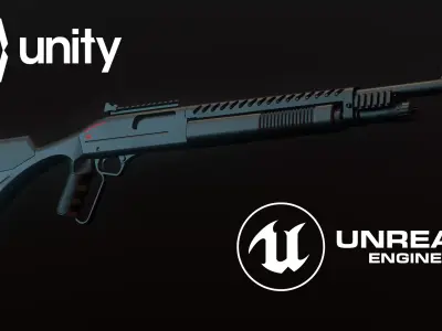 Lever Action Shotgun Low-poly 3D model