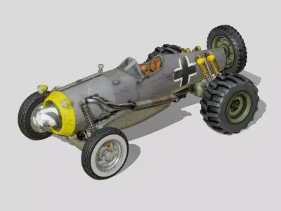 Fw 190 Airplane to Car Conversion Free low-poly 3D model