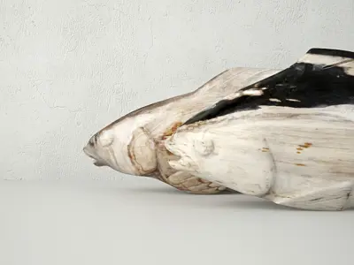 Hand Carved Petrified Wood Koi Fish 2 3D model