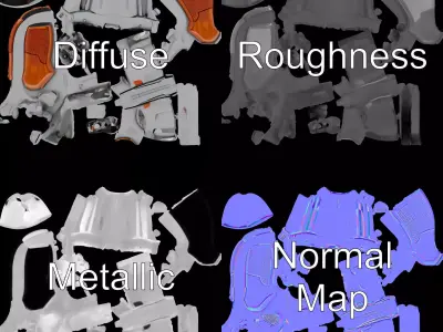 Classic Revolver Steel model pack Low-poly 3D model