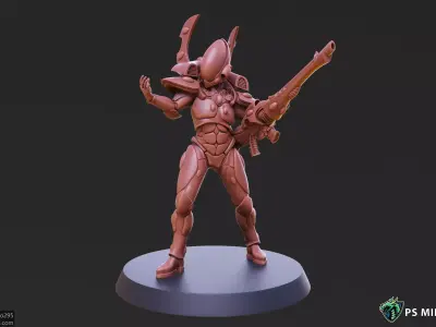 Space Elf Male Soldier Pose 5 - 8 Variants 3D print model