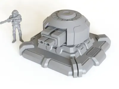 Sci fi turret emplacement for tabletop scenery 3D print model