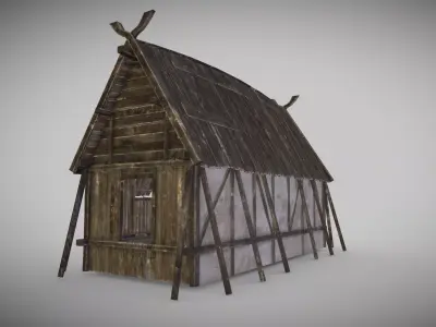 Viking Longhouse Low-poly 3D model