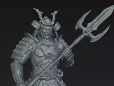 Neon Shogun Cyber Samurai STL Miniature for 3D Printing 3D print model