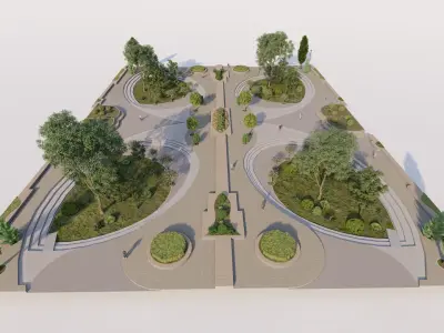 public park-Private Park Landscape Urban 3D model