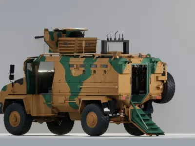 BMC kirpi MRAP - include inside - Fully Rigged Low-poly 3D model