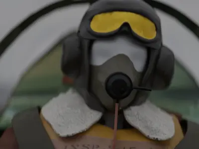 World War 2 Spitfire With Pilot Low-poly 3D model