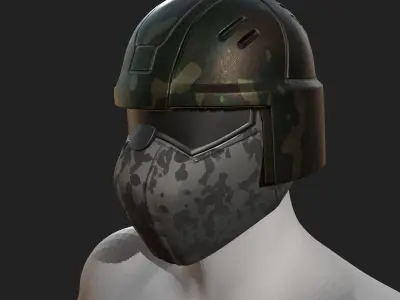 Helmet scifi military combat 3d futuristic technology space  Low-poly 3D model