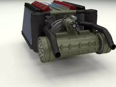 T-34 Engine and Transmission Full 3D model