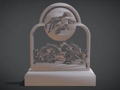 Decorative clock furniture with Fish motif design Low-poly 3D model