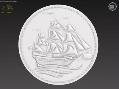 Sailboat Suitable for embossing Hot Foil Technique 3D model