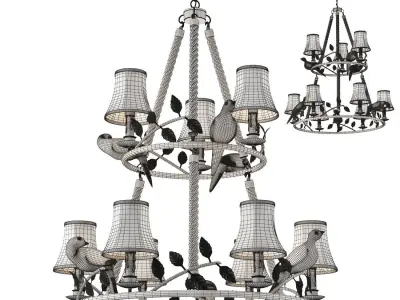 Chandelier Norman Bird Forest Patina 9 3D model